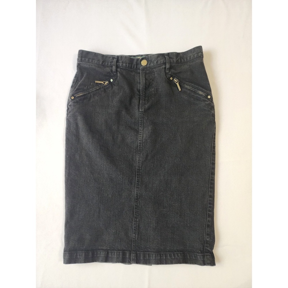 Lauren Jeans Co Ralph Lauren Black Denim Zip Pocket Skirt Women's Size 4 Y2K
